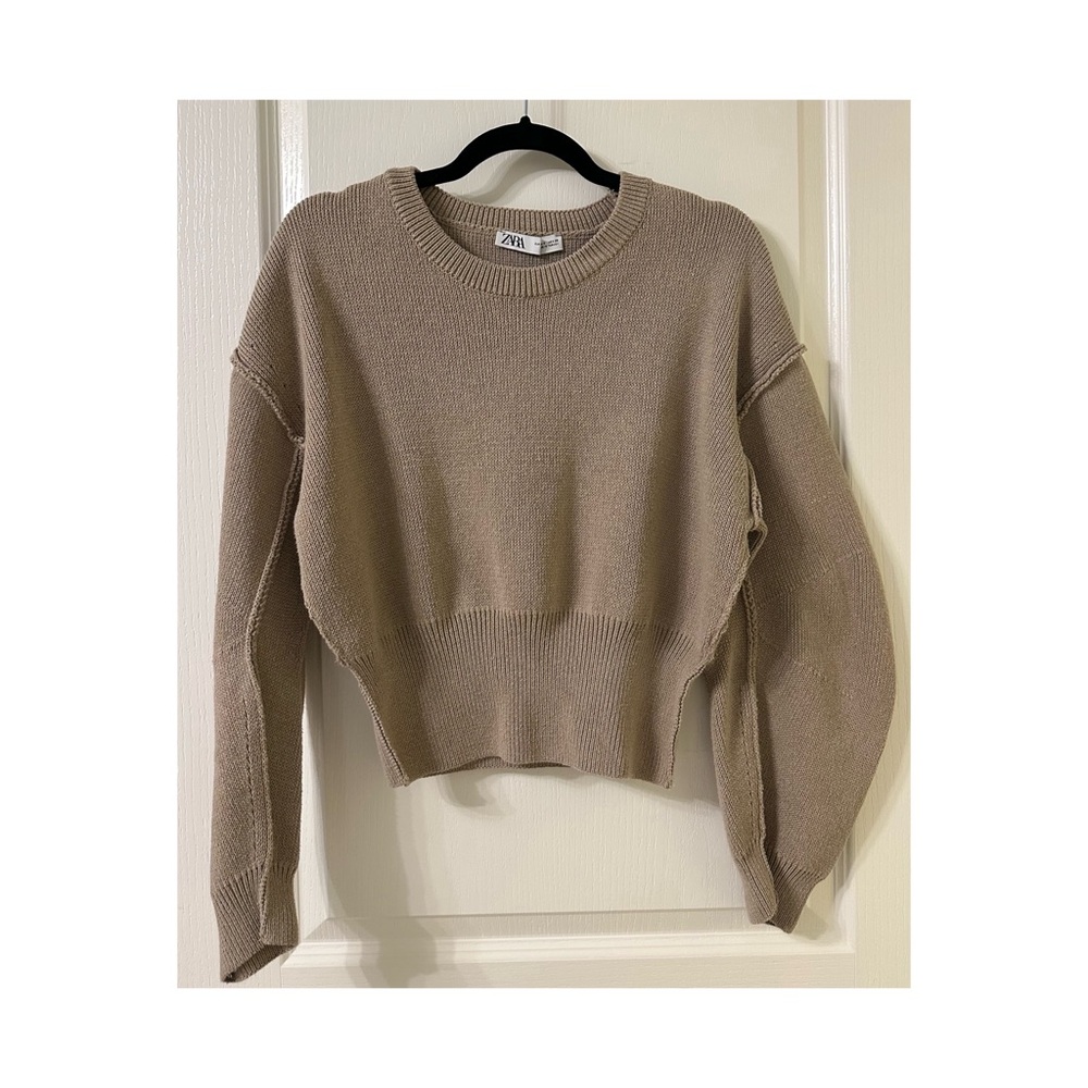 Brand new ZARA plain knit puffed sleeves sweater